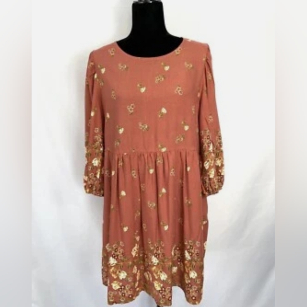 BeBop Coral Floral Boho, Cottagecore, Gardengirl Mini Dress